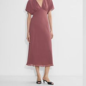 Aritzia Wilfred Elegant Mauve V-Neck Dress